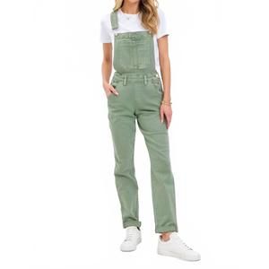 NEW JUDY BLUE high waist double cuffed boyfriend overalls in sage
